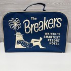 Vintage The Breakers Waikiki Hawaii Souvenir Travel Bag Natco Blue Suitcase