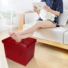 17x13x13 Inch Storage Ottoman Folding Foot Stool Leather Bench Rest Red