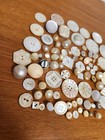 Lot Of 90  Vintage   Antique Buttons Mixed Materials Whites And Mother Of Pearl