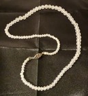 Frosted Satin Glass Bead Necklace Sterling Silver Clasp 18  Matte White