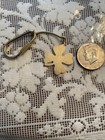 Vintage Gold Plate 4 Leaf Clover Key Ring 