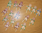 Vintage Raggedy Ann   Andy Molded Plastic Cupcake Picks Cake Toppers Lot Of 16