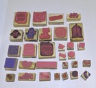 Lot Of 76  Mixed Themes  Rubber Stamps On Wood Blocks  Various Makers  Vintage