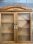 Vintage Solid Oak Wall-hanging Curio Display Cabinet 7 Shelves Glass Front 20x18
