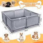 Whelping Box For Dogs And Puppies 48x48x18in With Pee Pads   Dog Bow  Grey