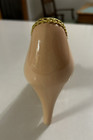 Vintage High Heel Decorative Ceramic Pin Cushion Peach Shoe Aprox 6  Tall