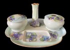 5 Pc Vtg Vanity Dresser Set O eg Royal Austria Bavaria Blue Hand Painted Floral