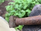 19th Century Antique Hand Forged Wrought Iron Ring On Thread Bolt Horse Hitch