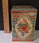 Vintage Daher Repousse Floral Tin Lidded   Hinged Made In England 6 5  Tall
