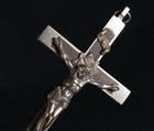 Vtg Pectoral Ebony Nickel Catholic Nun Priest Large Crucifix Cross     9-02 