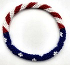 American Flag Style Stacked Bracelets Nepal Glass Bead Bracelet Seed Bead