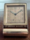 Working Jaeger Fab Suisse 2-day Art Deco Travel Alarm Clock 1930s Gold Tone