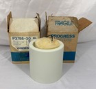 Vintage Nos Mid Century White Metal Cannister Cylinder Ceiling Light Flush Mount