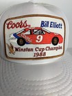 Vintage Nascar Bill Elliott Snapback Trucker Hat Cap White Winston 1988 Stains