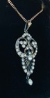 Beautiful  Antique 800 Silver Belle Epoque  Brilliant Paste Pendant Necklace 