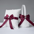 Flower Girl Baskets And Ring Pillow Set For Wedding - Double Lace Accented Ro   