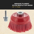 6  Abrasive Filament Nylon Bristle Cup Brush 80 180 Grit Sanding Scuffing 5 8-11