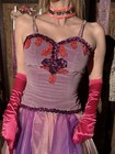 1960s 70s Lavender Velvet Sequin Stage Costume Dress  Size S-m