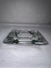 Vtg Antique Art Deco Square Clear Heavy Glass Ashtray 4 Grooved Cigarette Rests