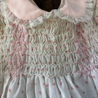 Vintage Polly Flinders Hand Smocked Dress White Pink Rose Bud Size 24 Months