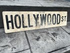 Vtg Hollywood Street Sign Double Sided Painted Metal Road Sign Transportation