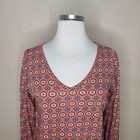 Ann Taylor Loft Long Sleeve Shirt Size Small Floral Geometric Elastic Cuff Tee