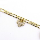 18k Layered Real Gold Filled Anklet Bracelet Figaro Links With Hearts Charms 10 