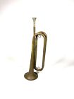 Vintage Us Regulation Brass Military Bugle Horn W mouthpiece Made In Usa - Used