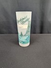 Mackinac Bridge Frosted Souvenir Glass Tall Mcm Straits Michigan Mackinaw Vtg