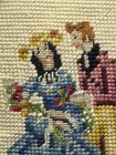 Courting Couple Blue Dress Flowers Completed Needlepoint Petit Point Vtg 10 25   h