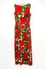 Vintage 60s 70s Rose Floral Formal Long Maxi Sheath Dress Womens 2-4 Xs