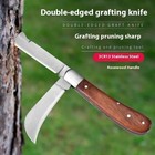 1pc Folding Grafting Knife Professional Pruning Cutter With Wooden Handle - New