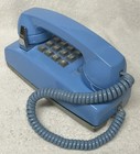 Vintage 1960s Western Electric 2554bmp Blue Push Button Touch Dial Wall Phone
