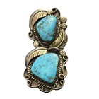 Vtg Native American Bolo Slide Sterling Turquoise P  Fne Fannie Chavez Platero