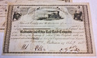 6 - 1858 Baltimore   Ohio Railroad Company Stock Certificates  100 A Share