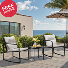 3 Pieces Rocking Wicker Bistro Set  Patio Outdoor Furniture Conversation Sets Wi