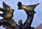 8  Old Chinese Copper Gilt Fengshui Flower Bird Statue Sculpture