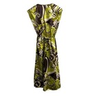 Vintage Y2k Johann Dress Womens S m Green Brown Satin Babydoll Deep V Retro 70s