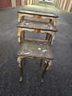 3 Vintage Italian Italy Hollywood Regency Florentine Wood Nesting Tables