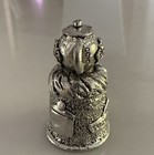 Pewter Teapot Topper Thimble Red Stone Flower Sculpted Figural Vintage