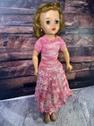 Vintage Ideal Doll Vt-18 Blonde Hair Green Sleep Eyes Crocheted Pink Dress