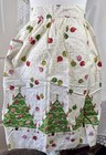 Vintage Mcm Half Apron Christmas Trees   Ornaments Cotton Hostess Style Pocket