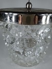 Vintage Mid Century Modern Etched Glass Ice Bucket W stainless Lid And Tongs