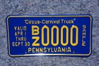 Pennsylvania Circus Carnival Truck Sample License Plate