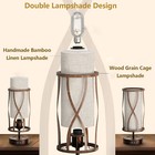 Retro Desk Lamp Dimmable Bedside Table Lamp Touch Control Bronze Wood Desk Light