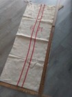 Long Antique Hemp Linen Monogrammed French Grain Sack Red Stripes