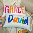 Personalized Punch Needle Pillow With Colorful Border  Custom Baby Name Pillow