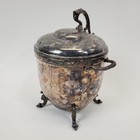 Vtg Sheridan Silver-plated Ice Bucket Regency Lion Paw Handles Hinged Lid 8 5 