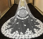 Bridal Veil Embroidery Lace Long Royal Virgin Marry  Lace Veil Free Ship