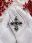 Labradorite Cross Pendant   Ornate Gothic Cross Jewelry